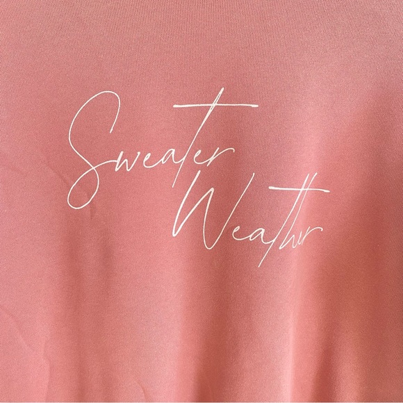 Bella + Canvas Fleece Collection Pink SWEATER WEATHER Crewneck Sweatshirt - Picture 2 of 5
